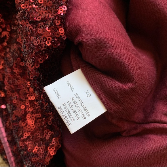 ASOS TFNC Bardot Dress Sequin Burgundy - Picture 8 of 14